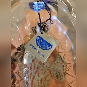 Vintage MCM SILVER CITY GLASS CO Sterling on Crystal Serving Tray Floral Design